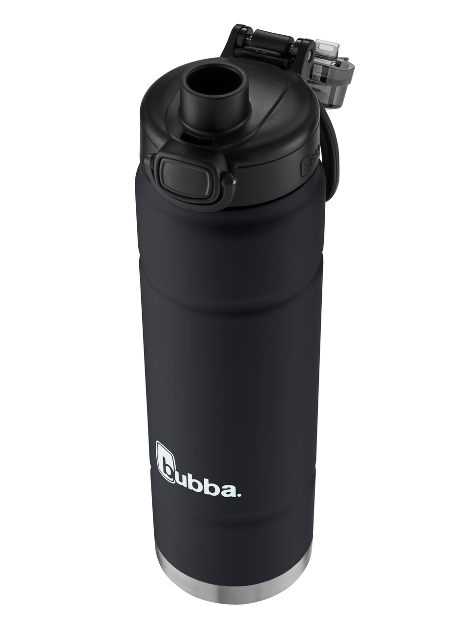 Bubba Stainless Steel Trailblazer Water Bottle with Straw, Rubberized Black, 24oz.