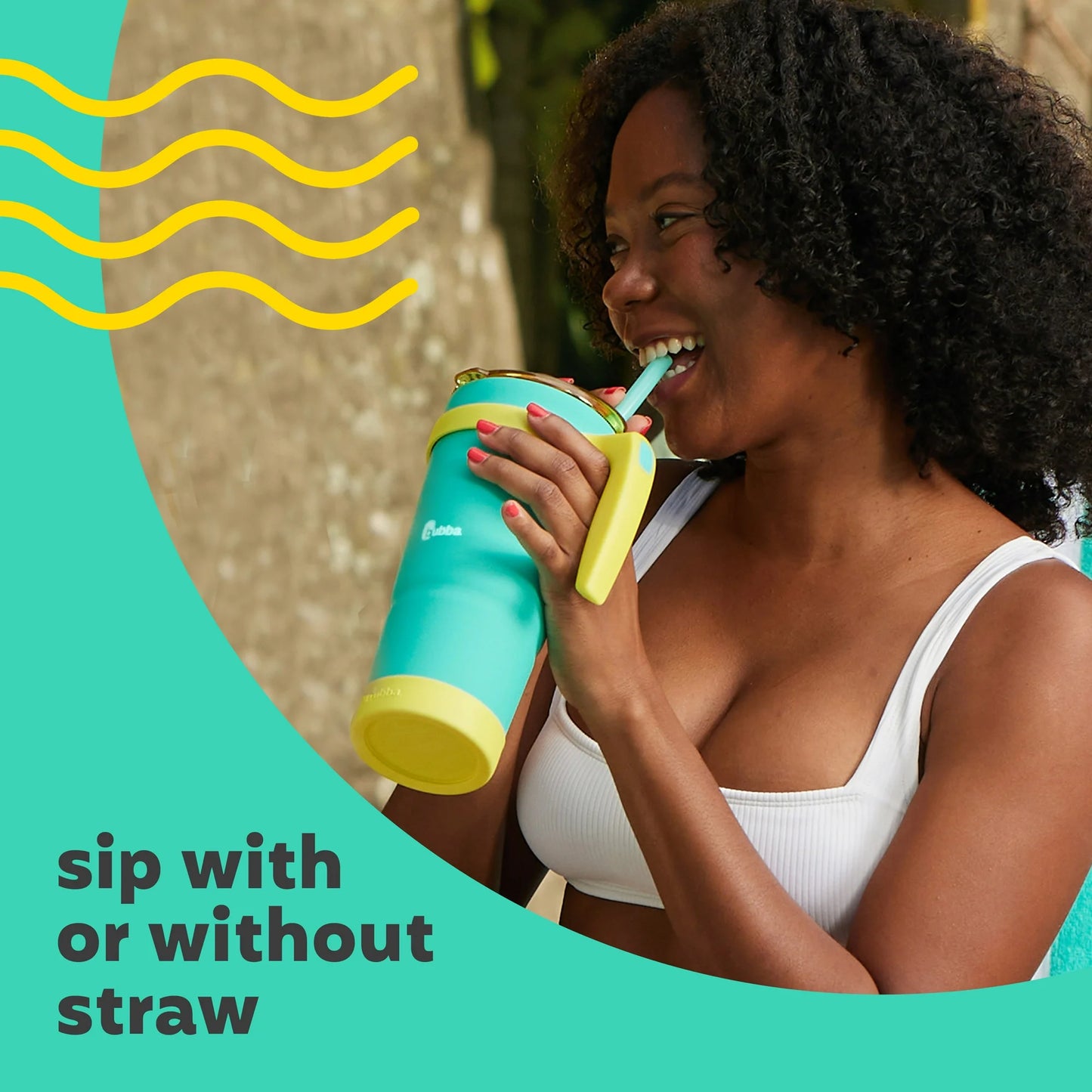 bubba Envy Stainless Steel Tumbler with Removeable Handle, Bumper, Straw Rubberized in Teal 32 oz.