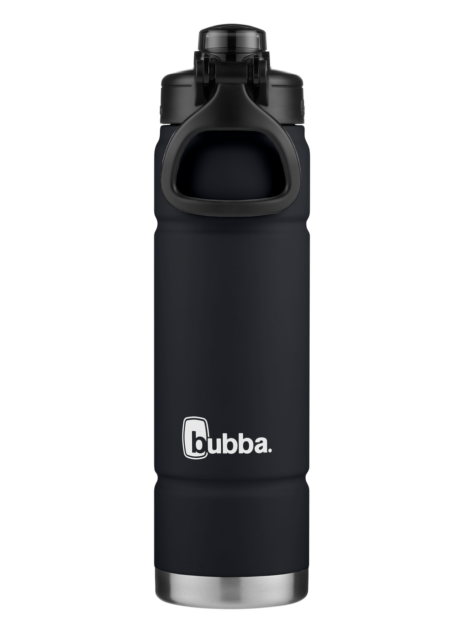 Bubba Stainless Steel Trailblazer Water Bottle with Straw, Rubberized Black, 24oz.