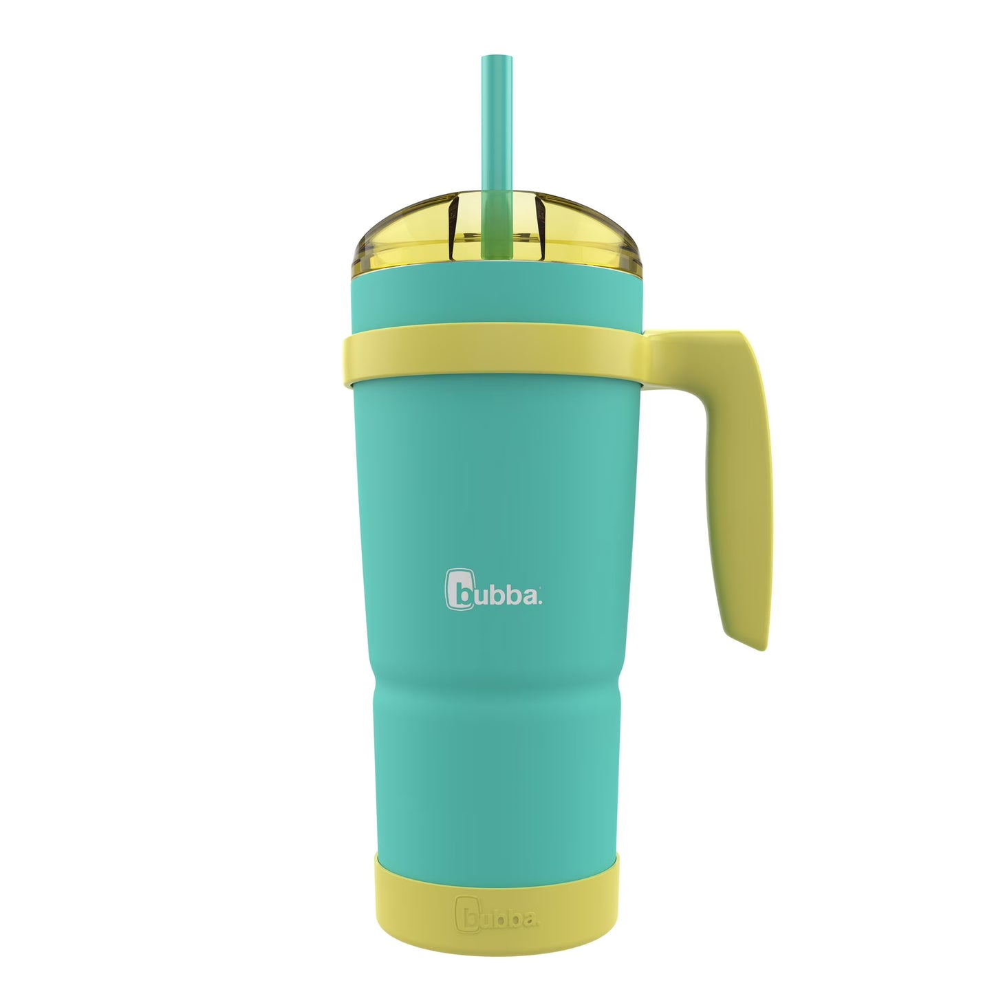 bubba Envy Stainless Steel Tumbler with Removeable Handle, Bumper, Straw Rubberized in Teal 32 oz.