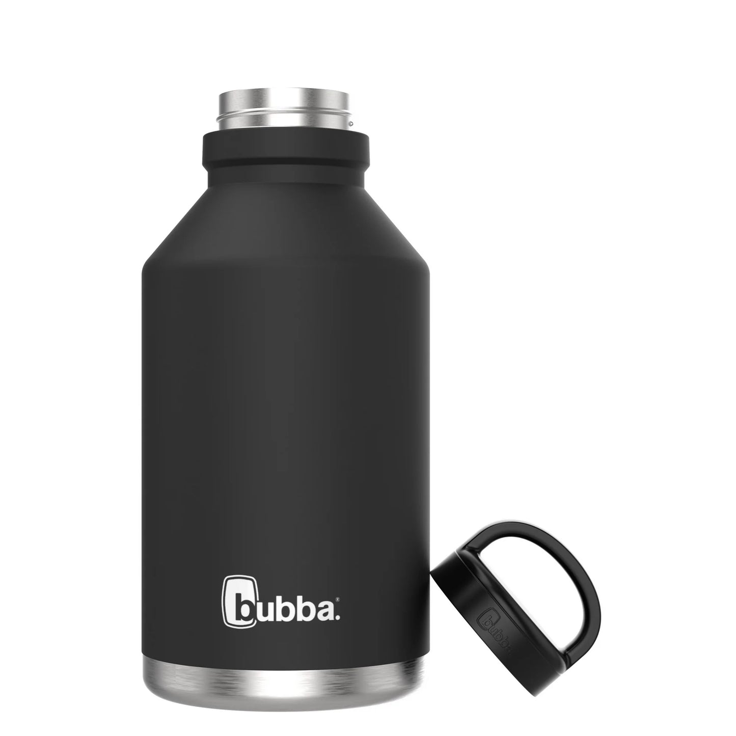 Bubba Growler Stainless Steel Water Bottle, Wide Mouth, Rubberized Licorice, 64 fl oz.
