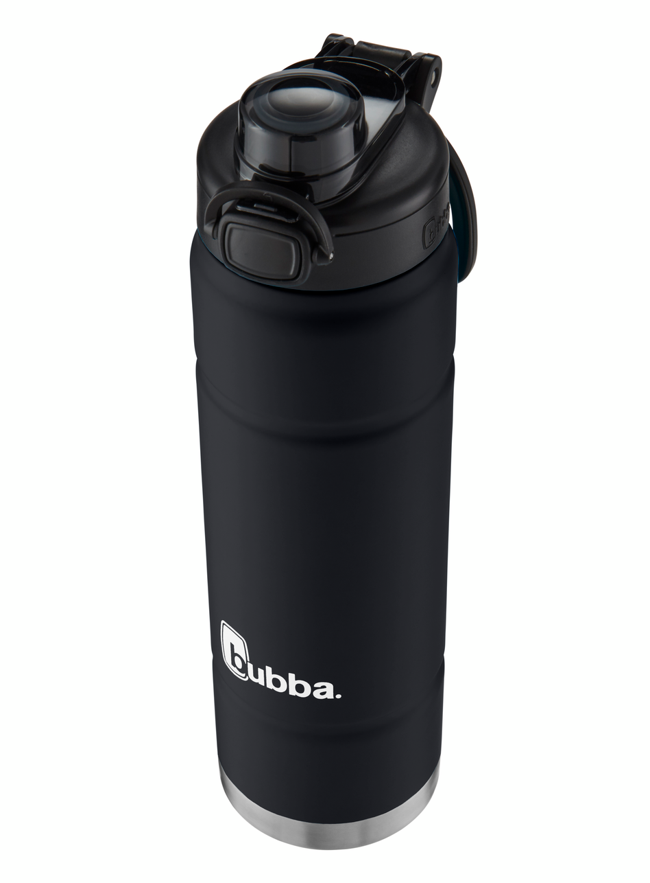 Bubba Stainless Steel Trailblazer Water Bottle with Straw, Rubberized Black, 24oz.