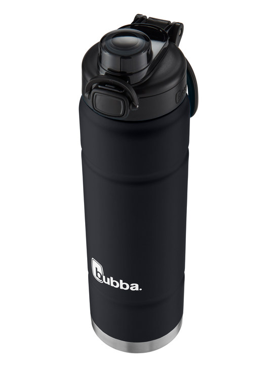 Bubba Stainless Steel Trailblazer Water Bottle with Straw, Rubberized Black, 24oz.