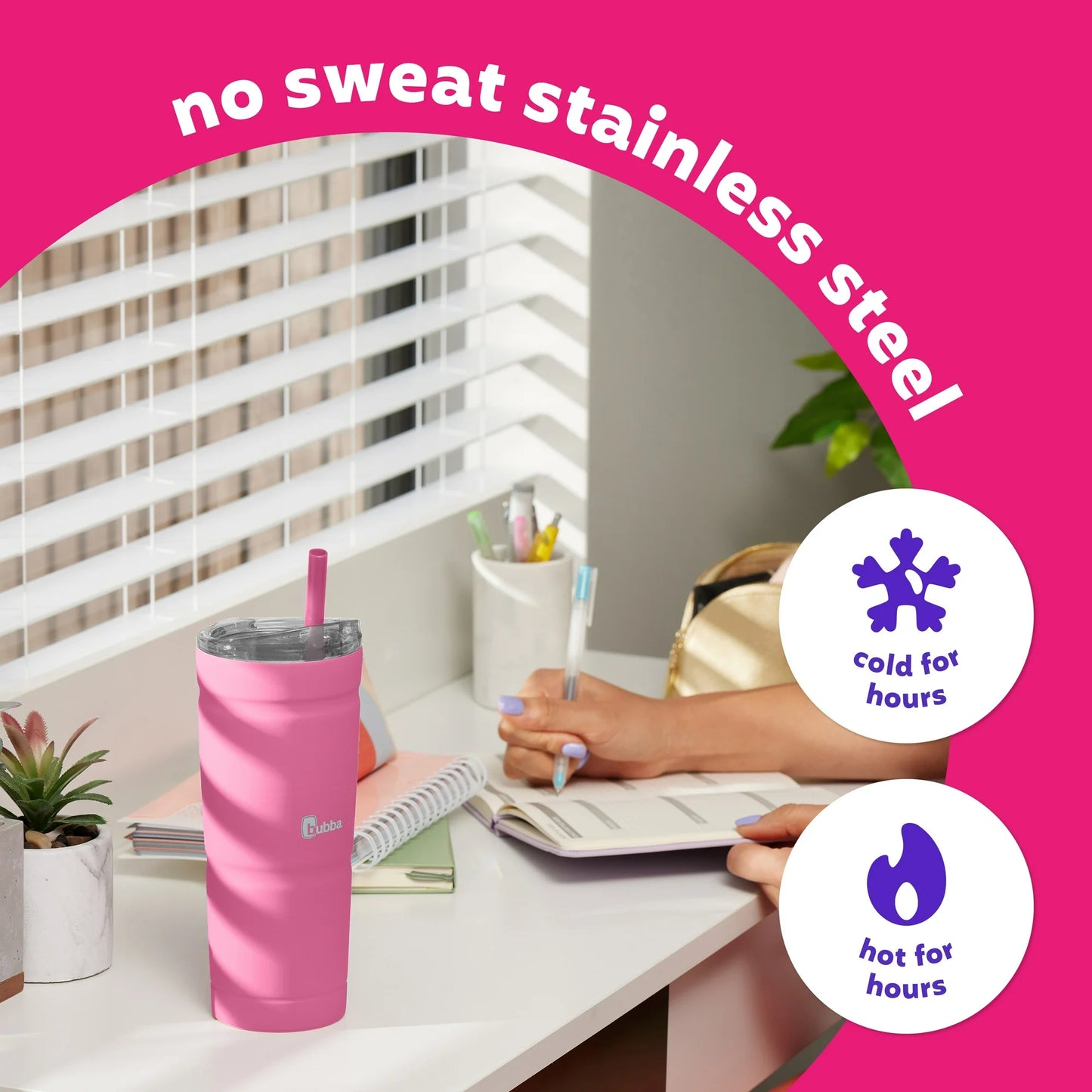 Bubba Envy S Stainless Steel Tumbler, Pink, 24 fl oz.