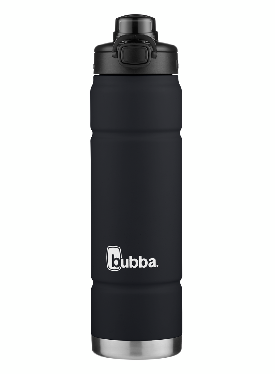 Bubba Stainless Steel Trailblazer Water Bottle with Straw, Rubberized Black, 24oz.