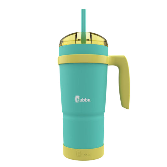 bubba Envy Stainless Steel Tumbler with Removeable Handle, Bumper, Straw Rubberized in Teal 32 oz.