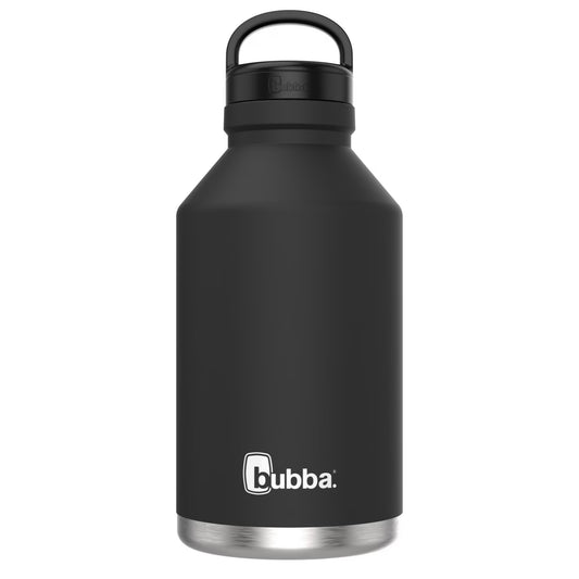 Bubba Growler Stainless Steel Water Bottle, Wide Mouth, Rubberized Licorice, 64 fl oz.