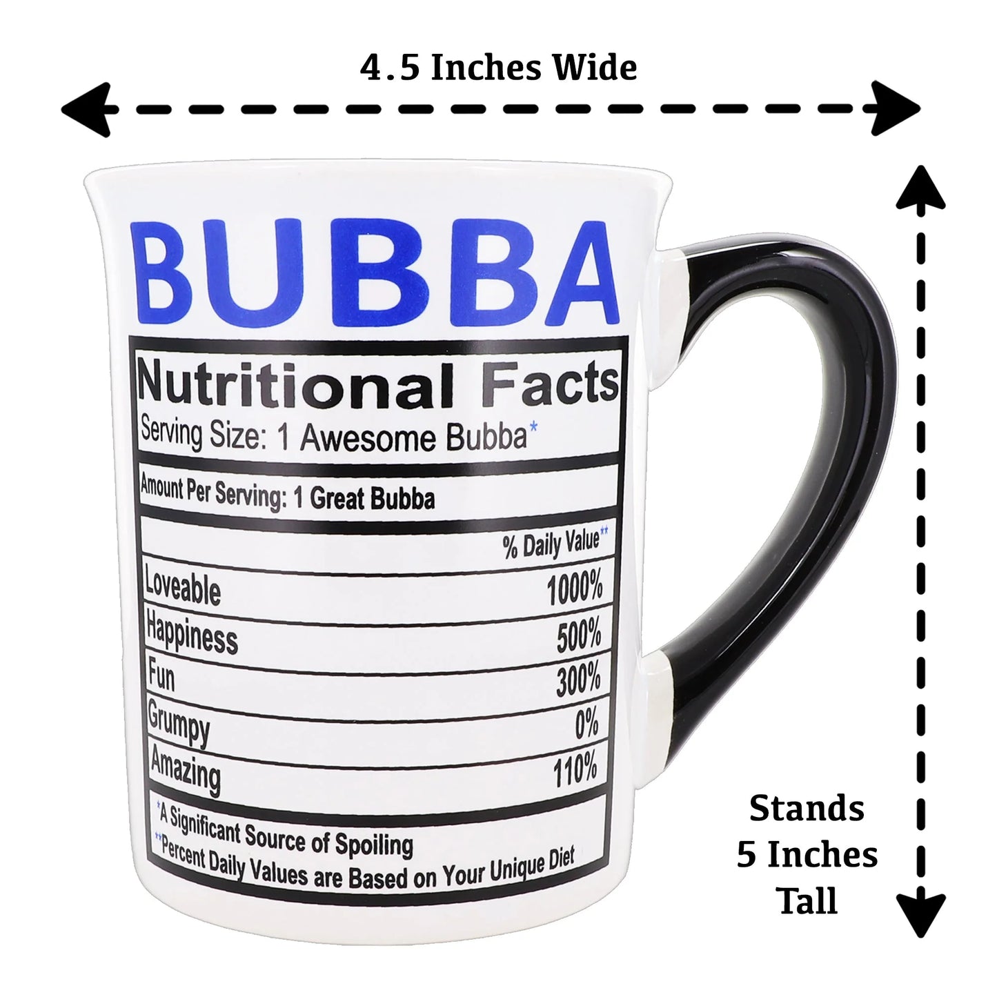 Cottage Creek Bubba 16 oz. Coffee Mug, Bubba Ceramic Cup, White