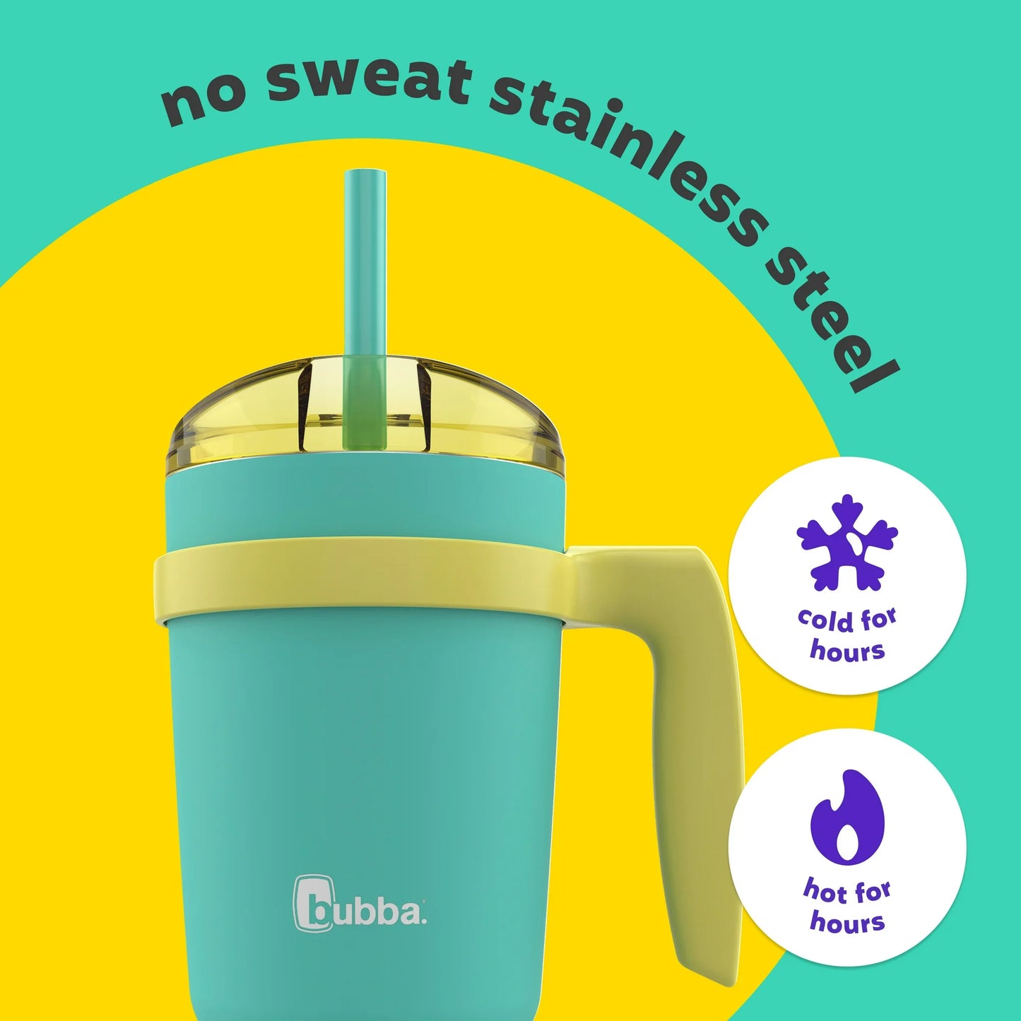 bubba Envy Stainless Steel Tumbler with Removeable Handle, Bumper, Straw Rubberized in Teal 32 oz.